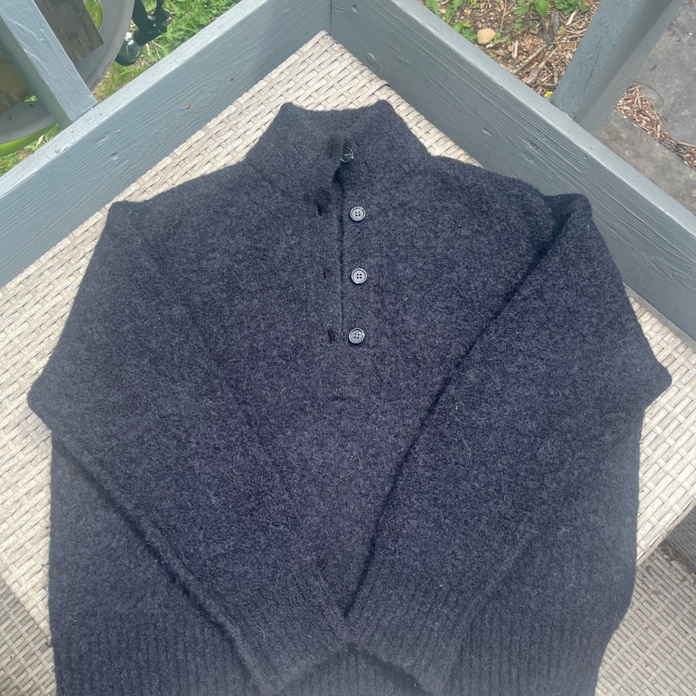 Jenni Kayne Boucle Button Pullover Black Small - Picture 3 of 7